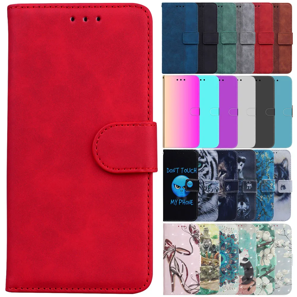 

For Xiaomi Mi A3 Case Solid Color Printed Leather Flip Phone Case for Coque Xiaomi Mi A3 Cover Xiomi MiA3 A 3 Card Slots Fundas