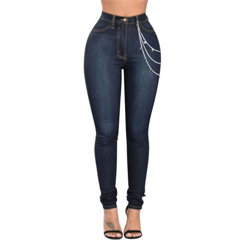 2021 Woman High Waist Denim Pants Autumn Winter Women's Sexy Fashion Tight-fitting Slimming Denim Pants with Chain Decoration
2021 Woman High Waist Denim Pants Autumn Winter Women's Sexy Fashion Tight-fitting Slimming Denim Pants with Chain Decoration