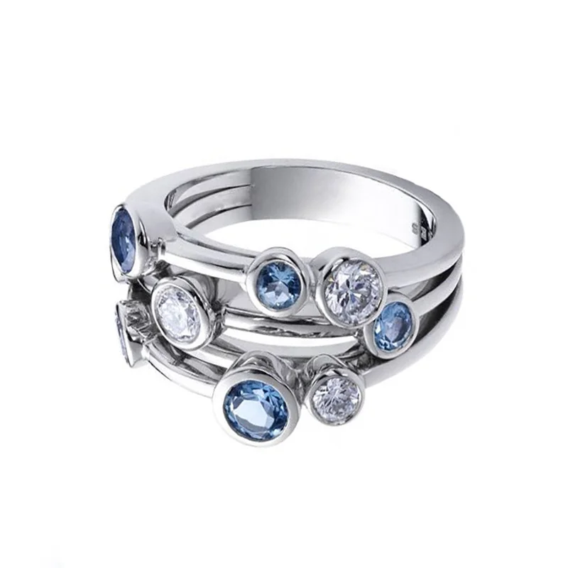 Fashion Luxury Blue and White Zircon Copper Silver Color Engagement Rings for Women Party Wedding Jewelry Wholesale
Fashion Luxury Blue and White Zircon Copper Silver Color Engagement Rings for Women Party Wedding Jewelry Wholesale