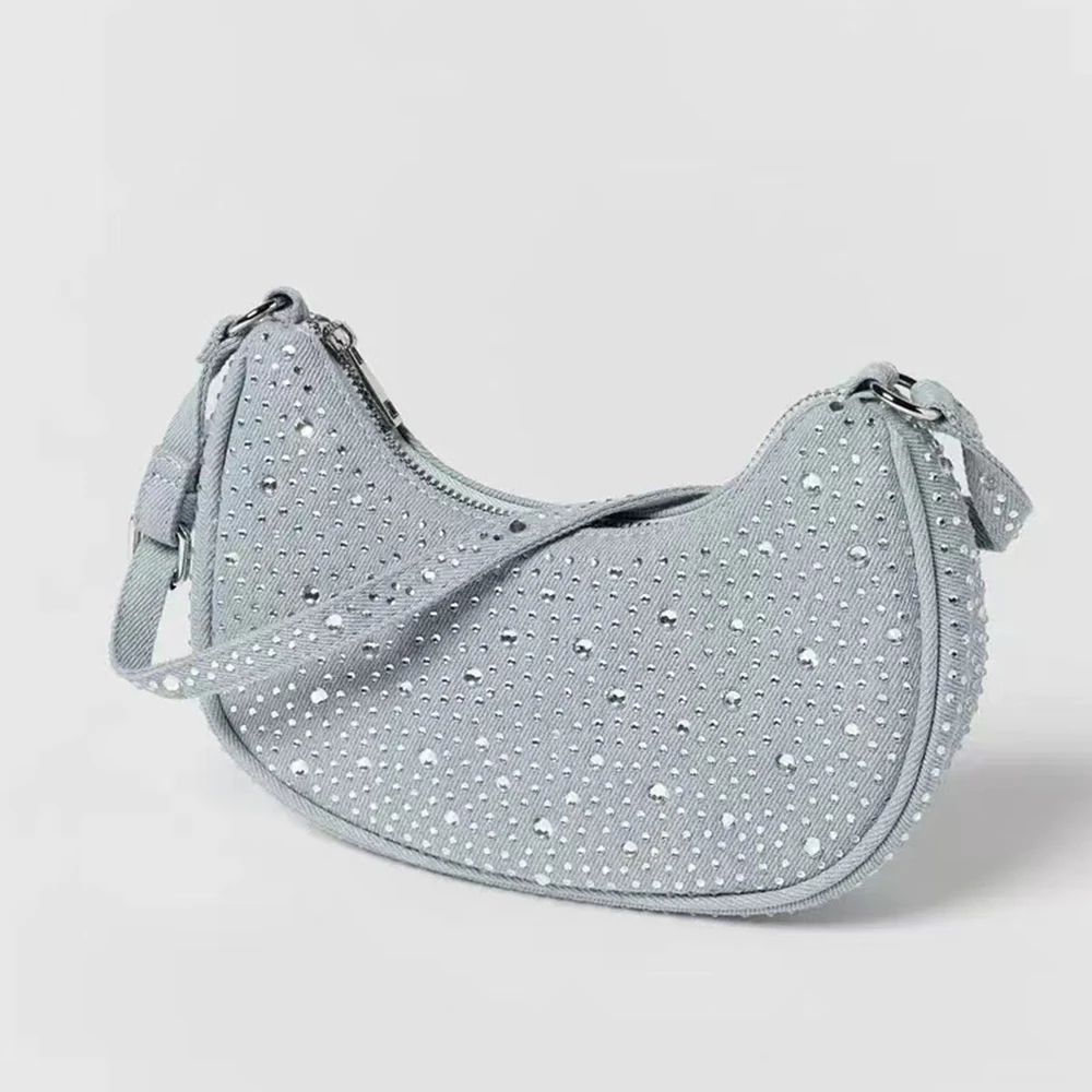 Fashion Diamond Denim Handbags Designer Small Tote Bags for Women Rhinestone Underarm Bag Luxury Canvas Shoulder Bag Female Chic
Fashion Diamond Denim Handbags Designer Small Tote Bags for Women Rhinestone Underarm Bag Luxury Canvas Shoulder Bag Female Chic