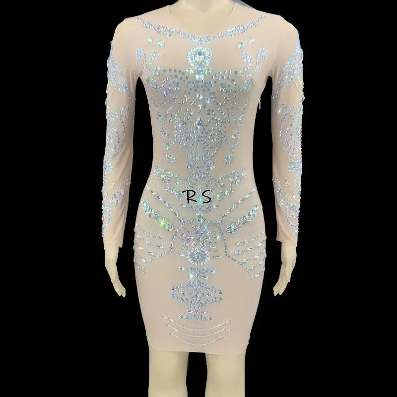 Mesh Transparent Short Dress Sexy Nightclub Rhinestone Women Dancer Bar Show Wear Birthday Prom Party Club Outfit Dress
Mesh Transparent Short Dress Sexy Nightclub Rhinestone Women Dancer Bar Show Wear Birthday Prom Party Club Outfit Dress