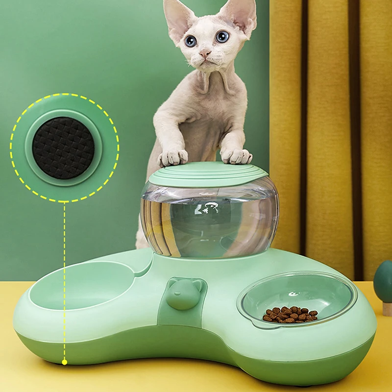 

Автоматическая миска для домашних животных, кошки, зернистость, миска для еды с водяным фонтаном, двойная миска, поднимающаяся миска для питья, миски для кошек