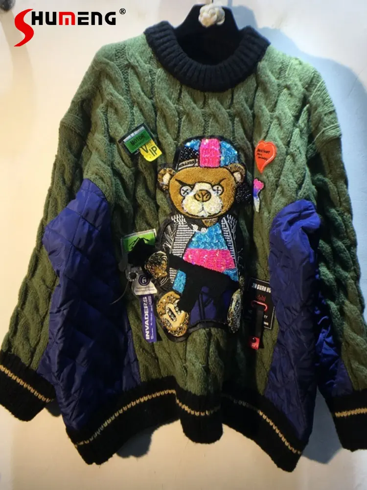 European Beaded Sequins Patch Thicken Sweaters Woman 2022 Autumn and Winter New Loose Patchwork Quilted O Neck Sweater for Women
European Beaded Sequins Patch Thicken Sweaters Woman 2022 Autumn and Winter New Loose Patchwork Quilted O Neck Sweater for Women
