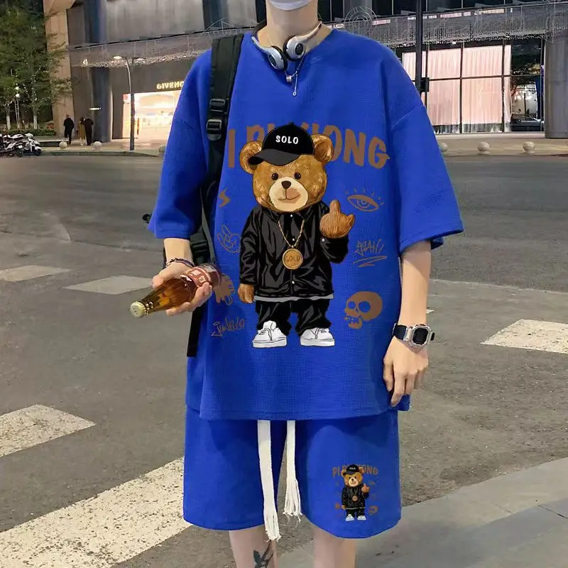 Korea Style Summer Short Sets Bear Graphic T-Shirts Shorts Set Luxury Mens Tees Suits Tracksuits Oversized Streetwears Brand
Korea Style Summer Short Sets Bear Graphic T-Shirts Shorts Set Luxury Mens Tees Suits Tracksuits Oversized Streetwears Brand