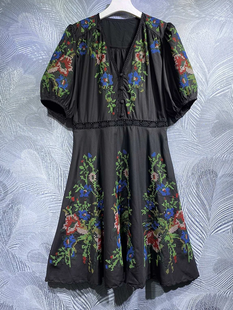 Seifrmann High Quality Summer Women Fashion Runway Party Midi Dress Sexy V-Neck High Waist Embroidery Big Swing A-Line Dresses
Seifrmann High Quality Summer Women Fashion Runway Party Midi Dress Sexy V-Neck High Waist Embroidery Big Swing A-Line Dresses
