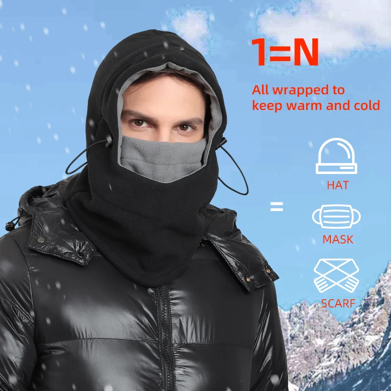 Велосипедная шапка, зимняя Лыжная шапка, уличная шапка унисекс с капюшоном и маской, Балаклава с ушами, ушанка, русская плюшевая теплая шапка