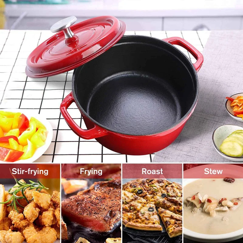 Чугунная печь Bestenameled, круглая керамическая кастрюля, посуда с антипригарным покрытием и эмалью, сковорода с крышкой и петельками, красная
Чугунная печь Bestenameled, круглая керамическая кастрюля, посуда с антипригарным покрытием и эмалью, сковорода с крышкой и петельками, красная