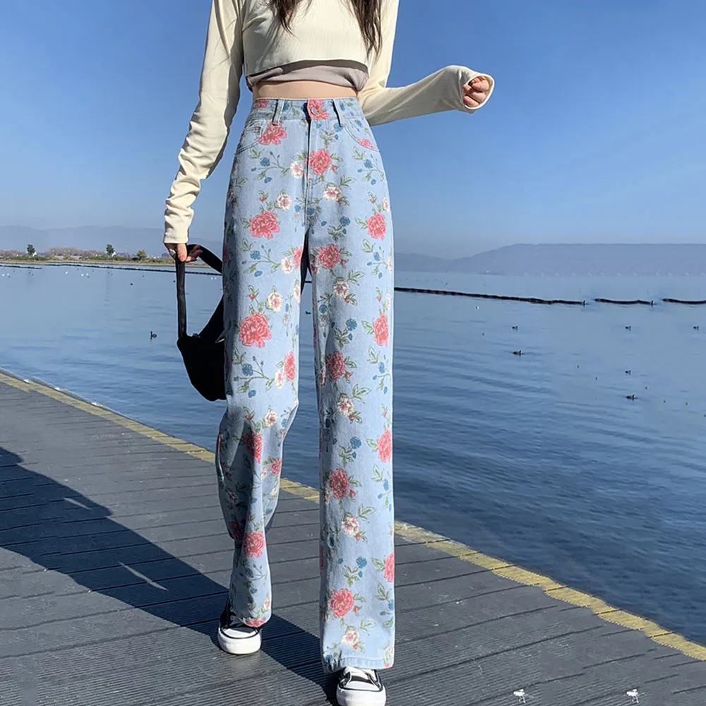 y2k 2022 summer Women's Pants Rose vintage Print jeans high waist straight Trousers leg mopping Streetwear fashion Denim Jeans
y2k 2022 summer Women's Pants Rose vintage Print jeans high waist straight Trousers leg mopping Streetwear fashion Denim Jeans
