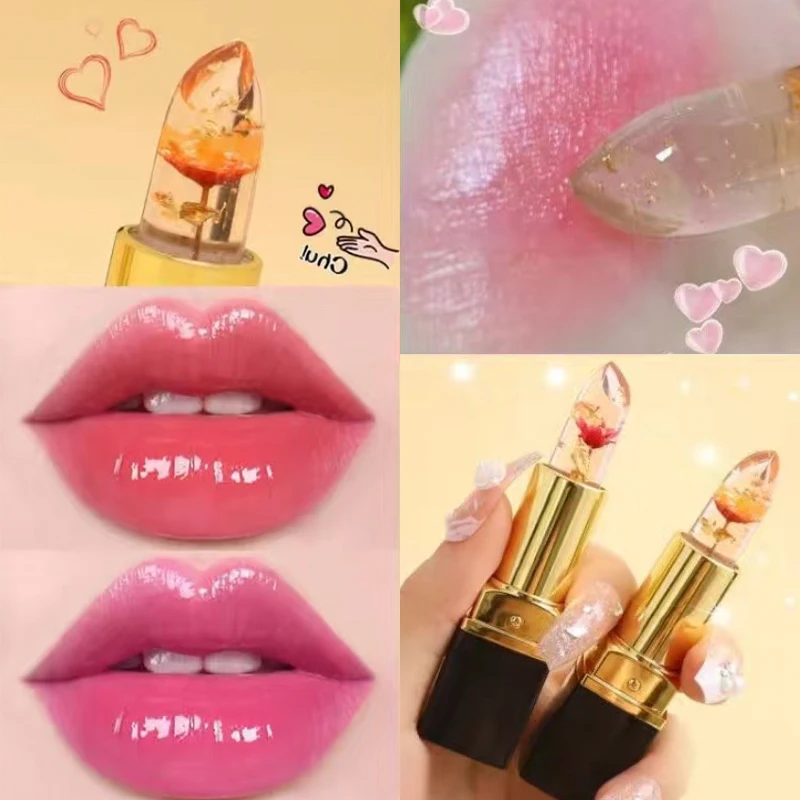 

1PC Crystal Jelly Lip Balm Lipstick Flower Temperature Color Changing Lips Care Makeup Waterproof Lasting Moisturizer Lipsticks