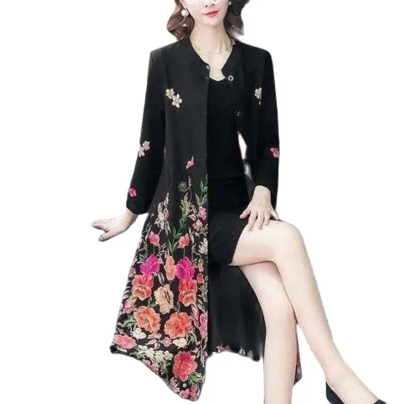 Fashion Women's Trench Coat Elegant Mid-Length Windbreaker Dress 2023 New Spring Autumn Printing Outerwear Woman Clothing
Fashion Women's Trench Coat Elegant Mid-Length Windbreaker Dress 2023 New Spring Autumn Printing Outerwear Woman Clothing