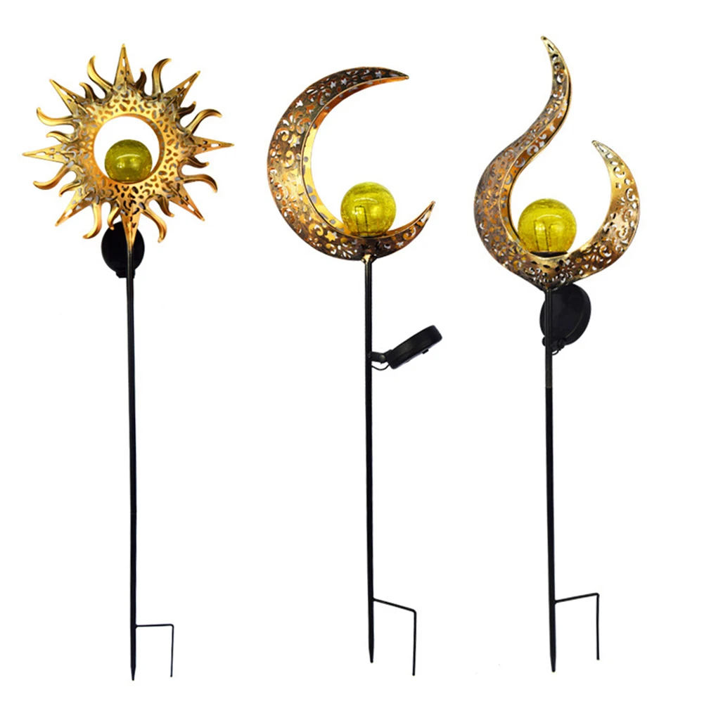 Solar Powered Lawn Stake Light Metallic LED Hollow Moon Sun Flame Solar Light Outdoor Ground Garden Lawn Stake Lamps
Solar Powered Lawn Stake Light Metallic LED Hollow Moon Sun Flame Solar Light Outdoor Ground Garden Lawn Stake Lamps