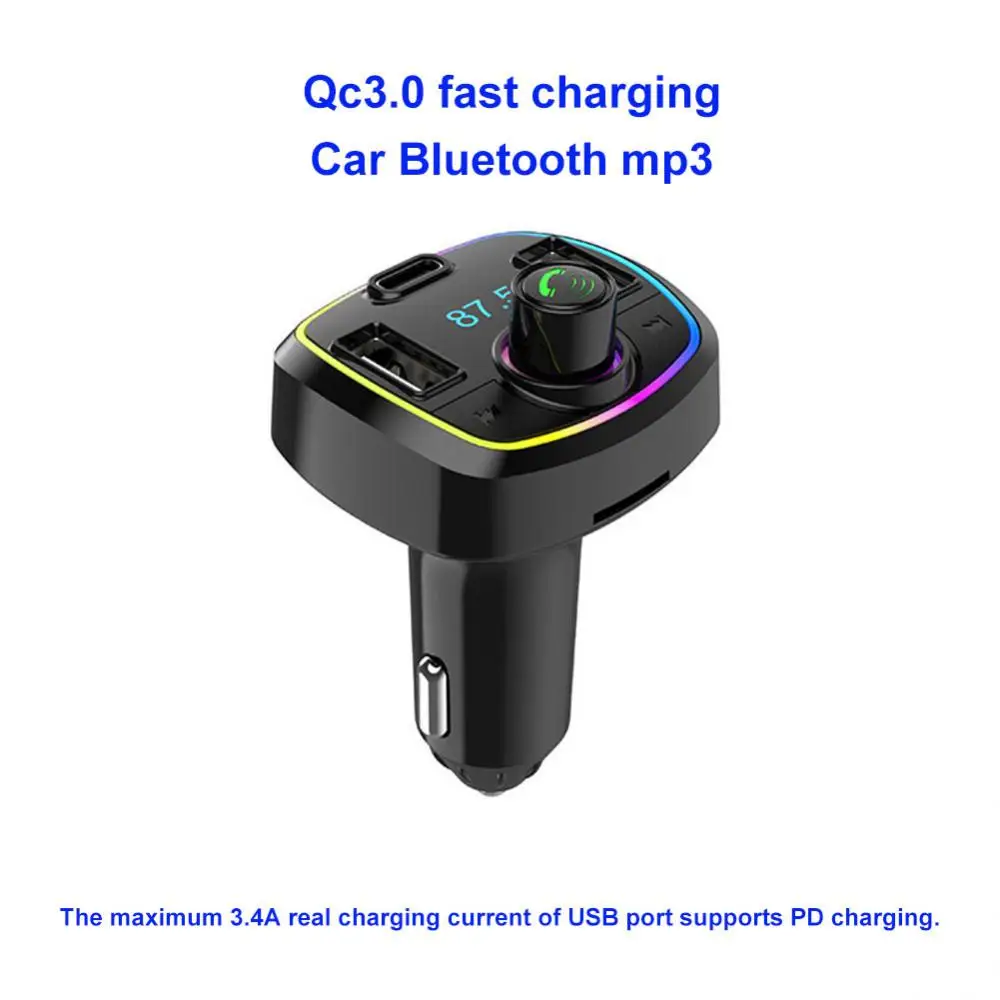 

JaJaBor Car Bluetooth 5.0 FM Transmitter MP3 Player Audio Receiver PD 18W QC3.0 USB Fast Charging Handsfree Car Kit FM Modulator