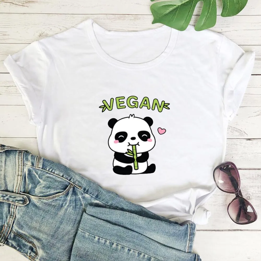 Vegan Letter Print T-shirt Women Kawaii Cartoon Panda Tshirts Women Summer Leisure Wild Short Sleeve T-shirt Women Streetwear
Vegan Letter Print T-shirt Women Kawaii Cartoon Panda Tshirts Women Summer Leisure Wild Short Sleeve T-shirt Women Streetwear