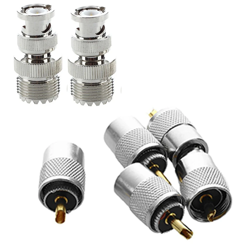 2 Pcs BNC Male Plug To UHF SO239 Female RF Coaxial RF Connector & 5 Pcs UHF PL259 Plug Solder Connector For RG8
2 Pcs BNC Male Plug To UHF SO239 Female RF Coaxial RF Connector & 5 Pcs UHF PL259 Plug Solder Connector For RG8