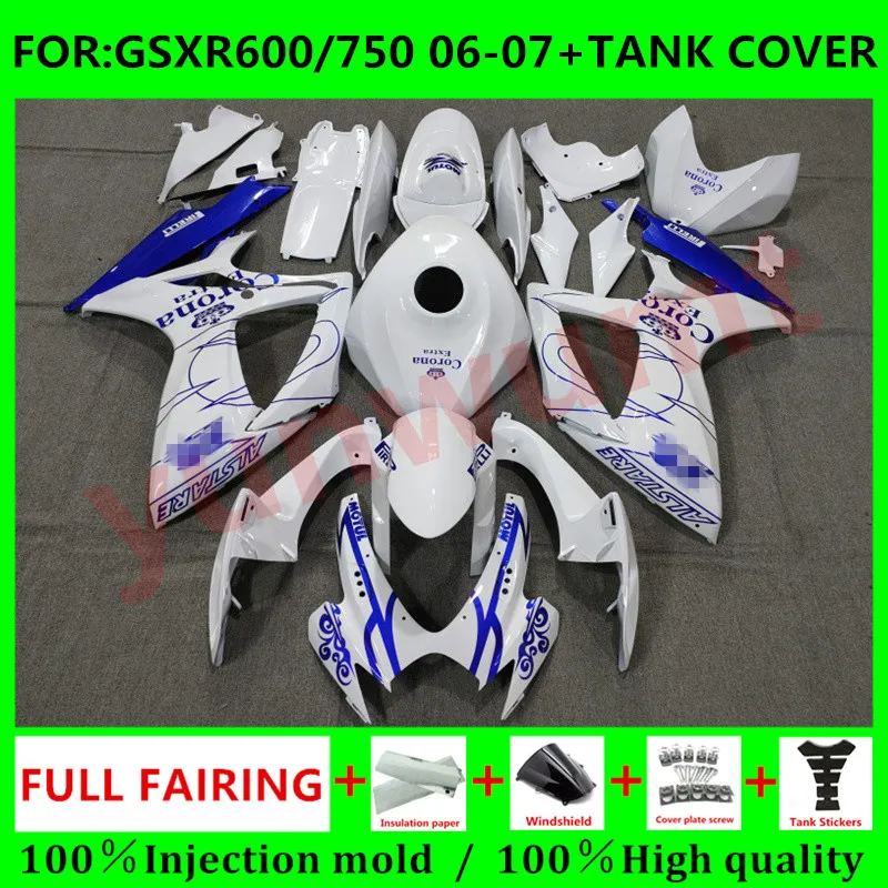 Motorcycle GSX-R750 2006 - 2007 K6 Fairing Tank Cover GSXR 600 06-07 Bodywork for Suzuki GSXR600 06 07 Fairings set blue white
Motorcycle GSX-R750 2006 - 2007 K6 Fairing Tank Cover GSXR 600 06-07 Bodywork for Suzuki GSXR600 06 07 Fairings set blue white