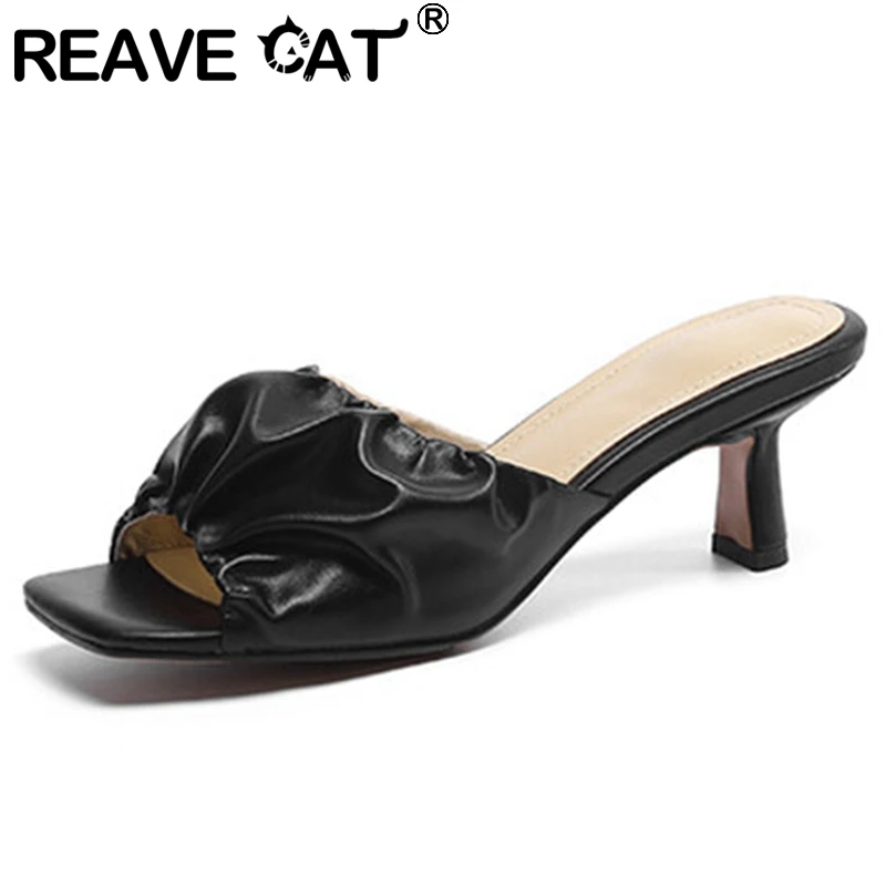 REAVE CAT Women's Sandals Peep Toe Small Heels Genuine Leather Pleated Upper Fashion Large Size 34-40 Apricot Black Summer S3406
REAVE CAT Women's Sandals Peep Toe Small Heels Genuine Leather Pleated Upper Fashion Large Size 34-40 Apricot Black Summer S3406