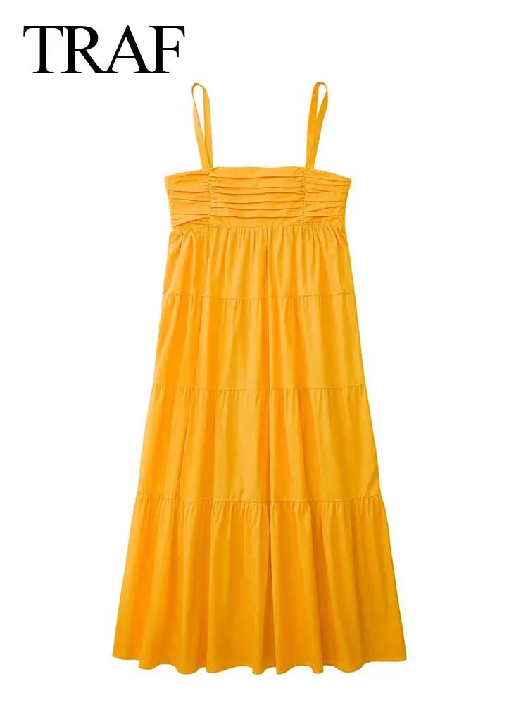 TRAF New Fashion Versatile Yellow Pleated High Waist Loose Daily One Piece Long Dress Casual Cotton and Ankle Women Dress
TRAF New Fashion Versatile Yellow Pleated High Waist Loose Daily One Piece Long Dress Casual Cotton and Ankle Women Dress