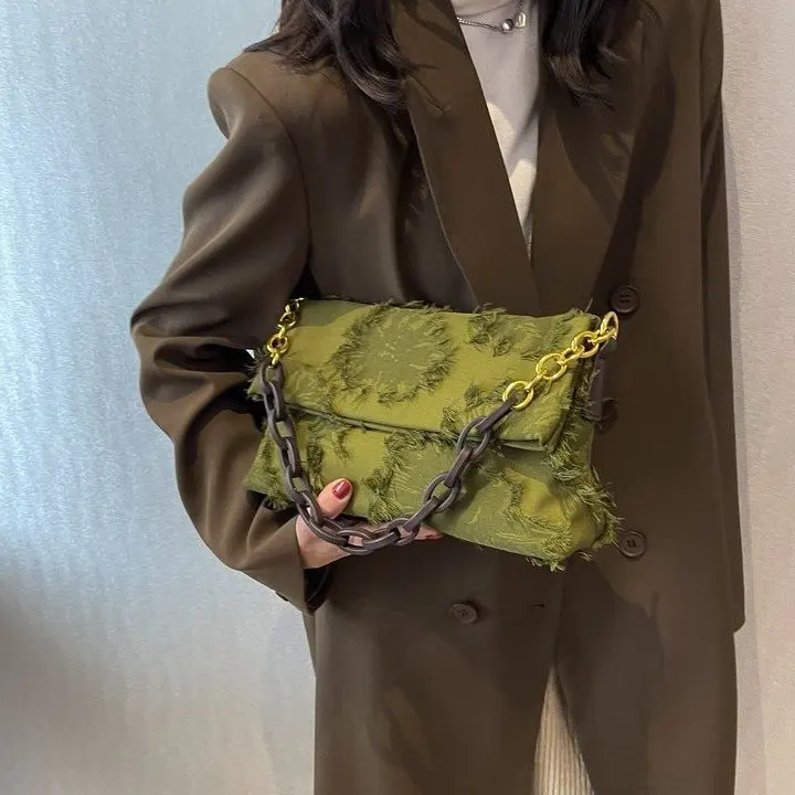 

Fashion Women's Bag 2022 New Textured Underarm Bag Niche Design Trendy Shoulder Messenger Bag Large Capacity Chain Commuter Bags