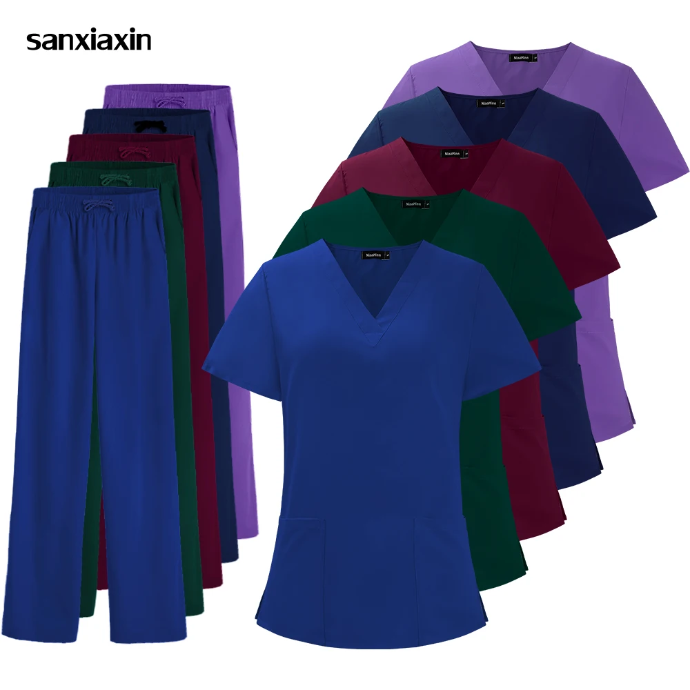Solid Medical Nurse Uniform Women Nursing Scrub Set Pocket Scrub Top Pants Beauty Salon Overalls Clinic Carer Healthcare Clothes
Solid Medical Nurse Uniform Women Nursing Scrub Set Pocket Scrub Top Pants Beauty Salon Overalls Clinic Carer Healthcare Clothes