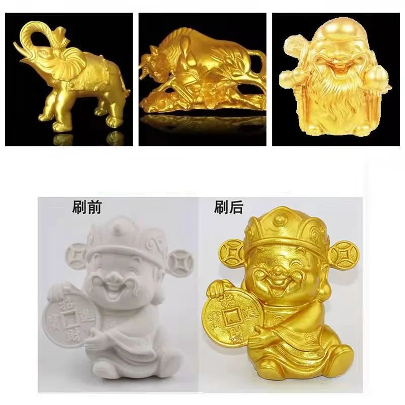 Золотая краска на водной основе бронзовая краска для дерева золотая статуя мебель Золотая краска безопасная Нетоксичная Золотая фольга Кр...