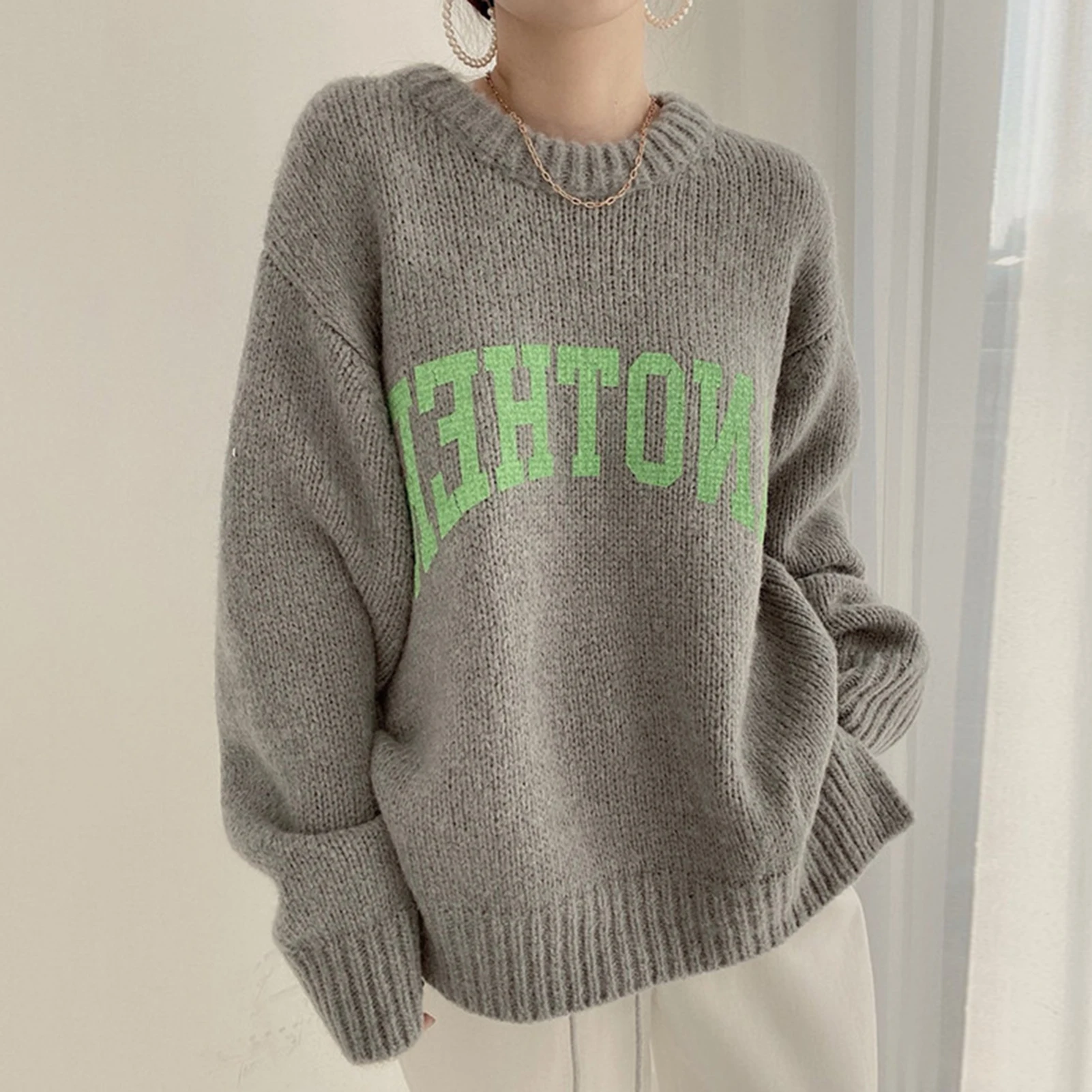 Women Thick Sweater Letter Pattern Oversized Solid Women's Knitted Sweater Winter Warm Crew Neck Jumpers Long Sleeve Pullover
Women Thick Sweater Letter Pattern Oversized Solid Women's Knitted Sweater Winter Warm Crew Neck Jumpers Long Sleeve Pullover