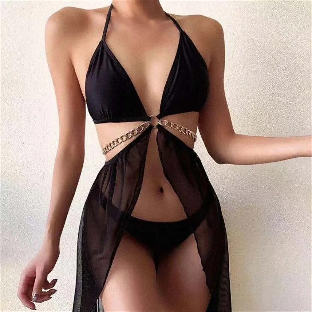 Swimwear Black Solid Slim Fit Triangle One Piece Swimsuit Bikini Outfit Two Piece Set Sexy See-through Beach Blouse 2022 Summer
Swimwear Black Solid Slim Fit Triangle One Piece Swimsuit Bikini Outfit Two Piece Set Sexy See-through Beach Blouse 2022 Summer