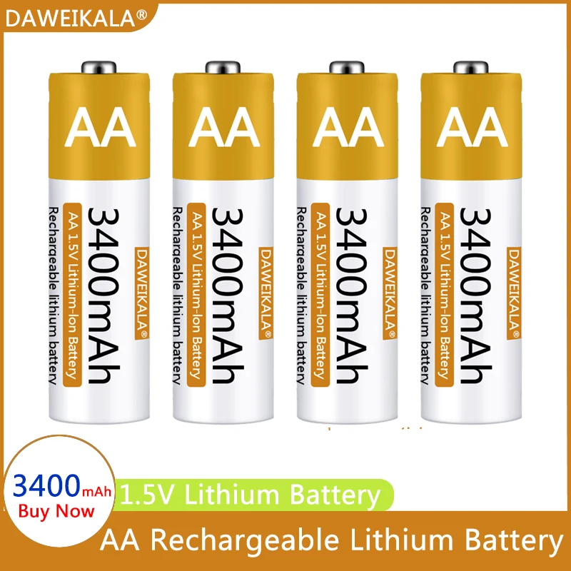AA Battery 1.5V Li-ion AA Rechargeable Battery 3400mAh AA Lithium-ion Battery for remote control mouse small fan Electric toy
AA Battery 1.5V Li-ion AA Rechargeable Battery 3400mAh AA Lithium-ion Battery for remote control mouse small fan Electric toy