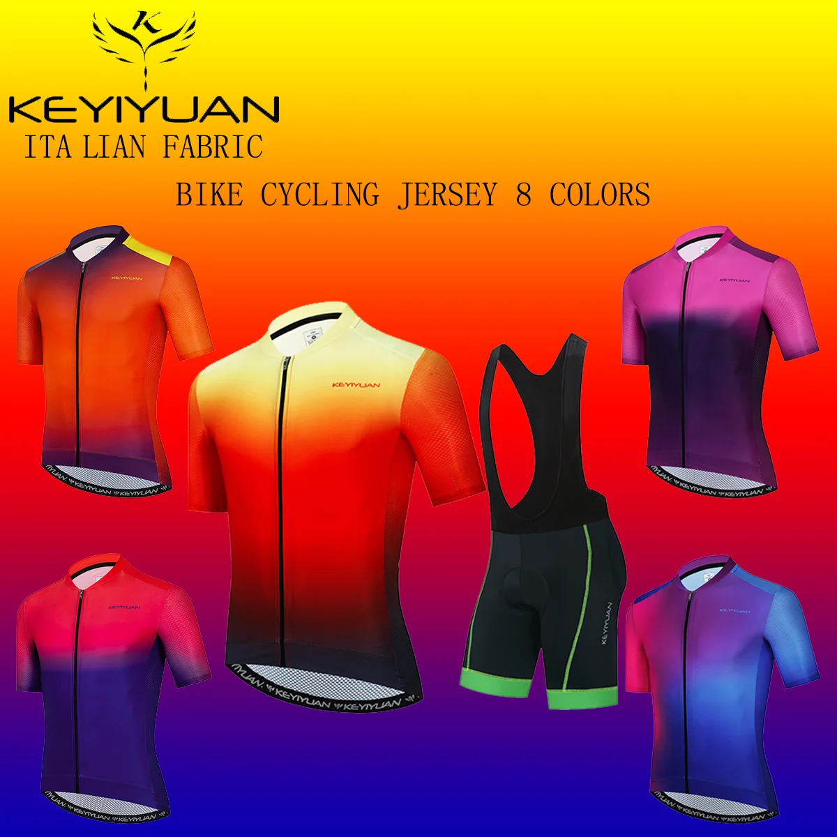 KEYIYUAN High Quality 8 Colors Cycling Jersey Set Bib Shorts Bike Shirt Short Sleeve Clothing Mtb Jersey Maillot Ciclismo Hombre
KEYIYUAN High Quality 8 Colors Cycling Jersey Set Bib Shorts Bike Shirt Short Sleeve Clothing Mtb Jersey Maillot Ciclismo Hombre