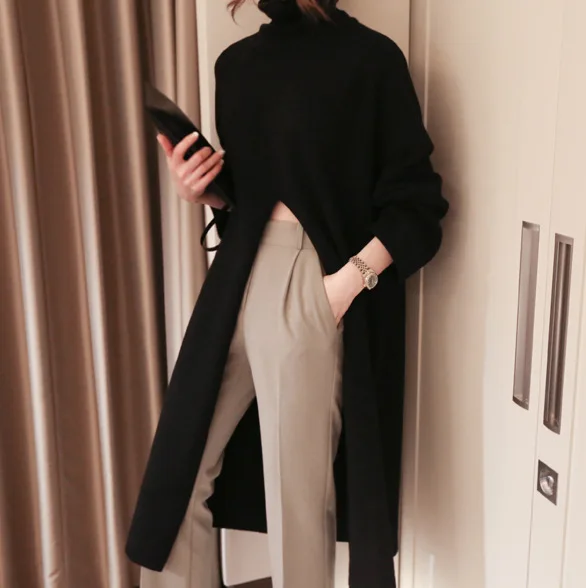 VOLALO Winter New Loose High Collar Long Dress Sweater Slit Long Sleeve Cotton Casual Dresses Female Solid Color Turtleneck
VOLALO Winter New Loose High Collar Long Dress Sweater Slit Long Sleeve Cotton Casual Dresses Female Solid Color Turtleneck