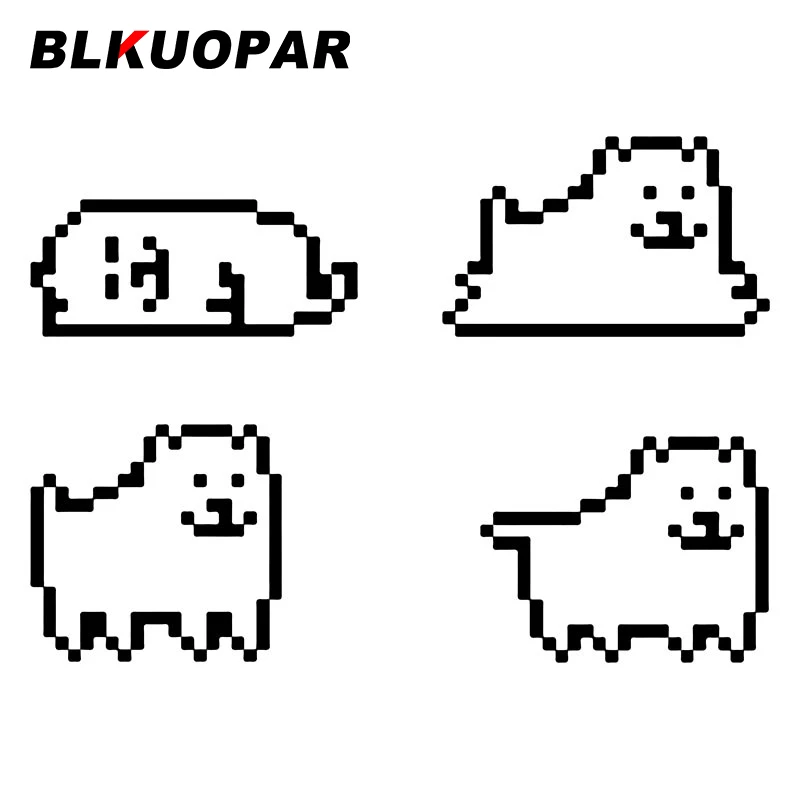 

Наклейки на автомобиль BLKUOPAR Pixel Dog Smile, креативная наклейка с защитой от царапин для окон, багажника, холодильника, мотоцикла, домов на колесах, протектор двери автомобиля