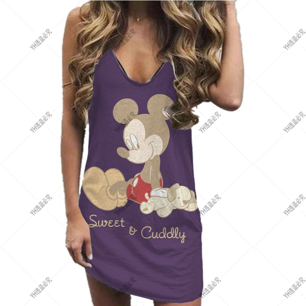 Summer Women's Sleeveless V-Neck Casual Sexy Dress Disney Mickey / Minnie Print Sundress Loose Beach Dress Sexy Party Vestidos
Summer Women's Sleeveless V-Neck Casual Sexy Dress Disney Mickey / Minnie Print Sundress Loose Beach Dress Sexy Party Vestidos