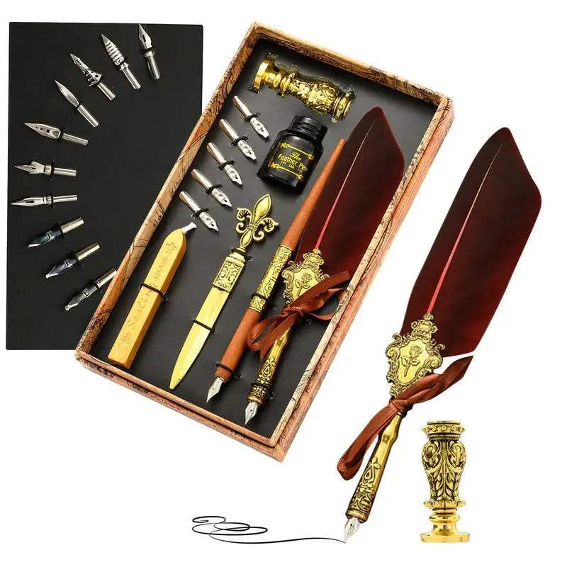 Feather Pen And Ink Set Antique Feather Pen For Writing Dip Pen Sealing Wax Seal Stamp Envelope Tool Best Gift Kit For Writing
Feather Pen And Ink Set Antique Feather Pen For Writing Dip Pen Sealing Wax Seal Stamp Envelope Tool Best Gift Kit For Writing
