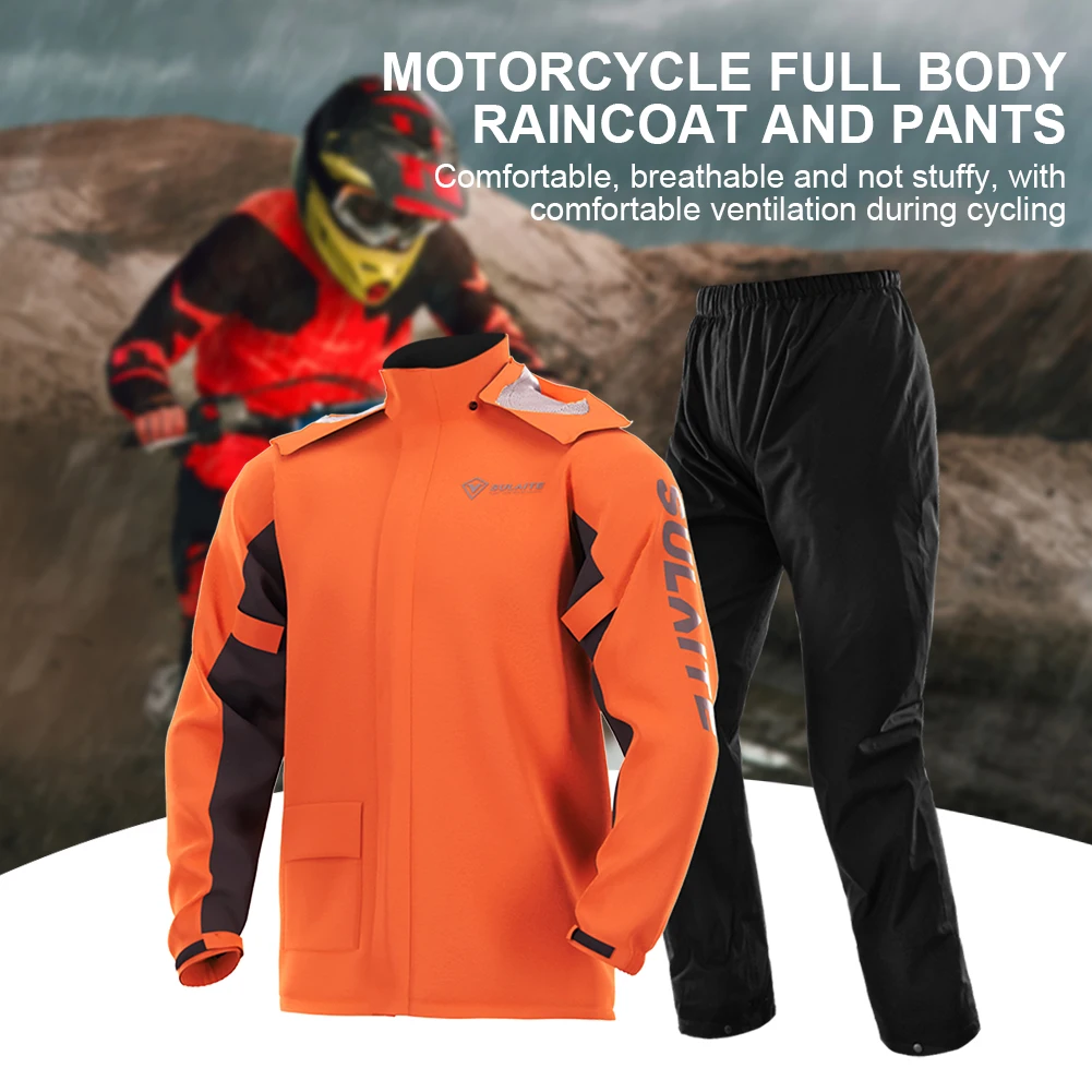 

Outdoor Rainwear Waterproof Motorbike Rain Gear with Hidden Shoes Cover Riding Protective Clothes Breathable for Biking Climbing