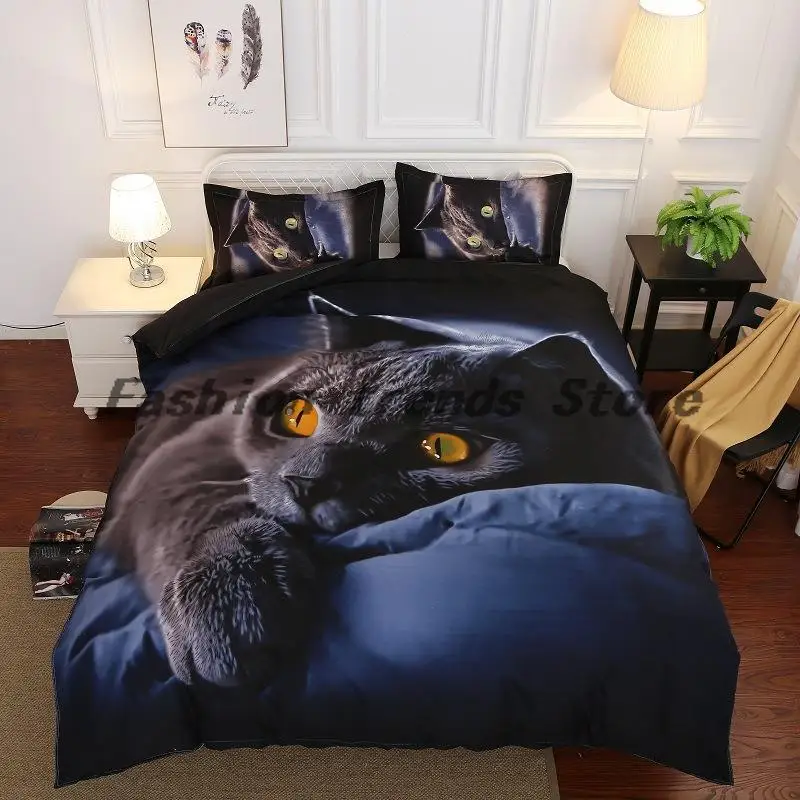 Fashion Black Cat Bedding Set Queen Size Duvet Cover Set Creative Comforter Bed Cover Set 2/3pcs Home Textile Droppshiping
Fashion Black Cat Bedding Set Queen Size Duvet Cover Set Creative Comforter Bed Cover Set 2/3pcs Home Textile Droppshiping