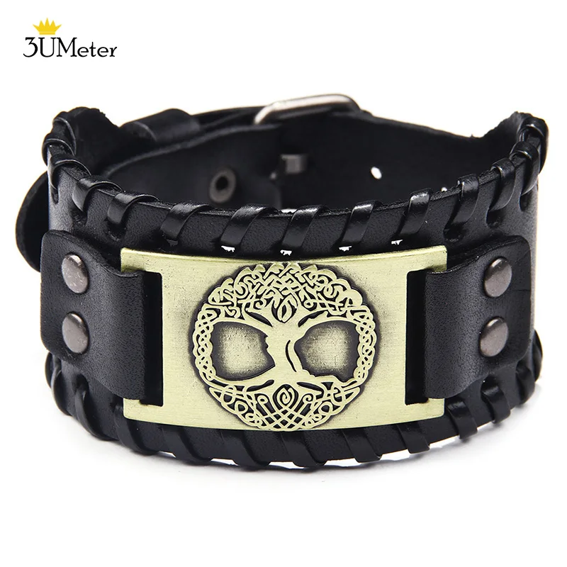 Classic Reteo Leather Wrap Bracelet Bangle Tree of Life Leather Wristband Vucking Rune Bangle Men Charm Accessory Punk Jewelry
Classic Reteo Leather Wrap Bracelet Bangle Tree of Life Leather Wristband Vucking Rune Bangle Men Charm Accessory Punk Jewelry