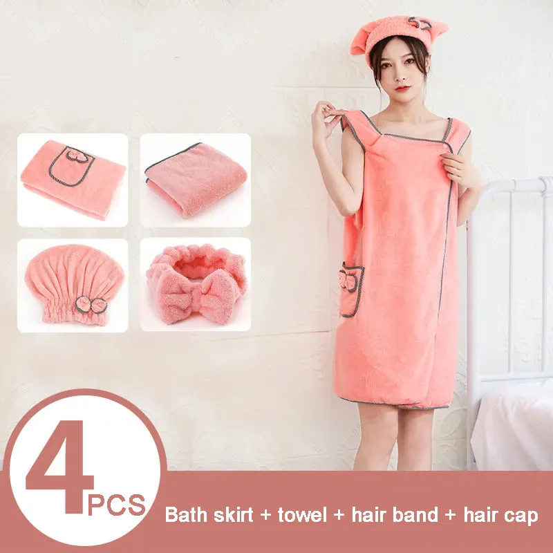Candy Color 4 Pcs Sets Wearable Quick Drying Miraculous Large Bath Towel Microfiber Soft Magic Bathrobes Absorbent Hair Cap
Candy Color 4 Pcs Sets Wearable Quick Drying Miraculous Large Bath Towel Microfiber Soft Magic Bathrobes Absorbent Hair Cap