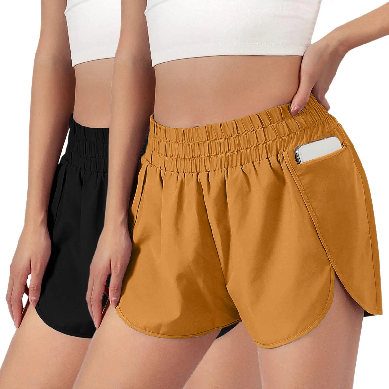 Женские шорты для бега, тренировок, эластичная талия, шорты, спортивные брюки с карманами, неопреновые шорты для женщин, 2 шт. 
Женские шорты для бега, тренировок, эластичная талия, шорты, спортивные брюки с карманами, неопреновые шорты для женщин, 2 шт.