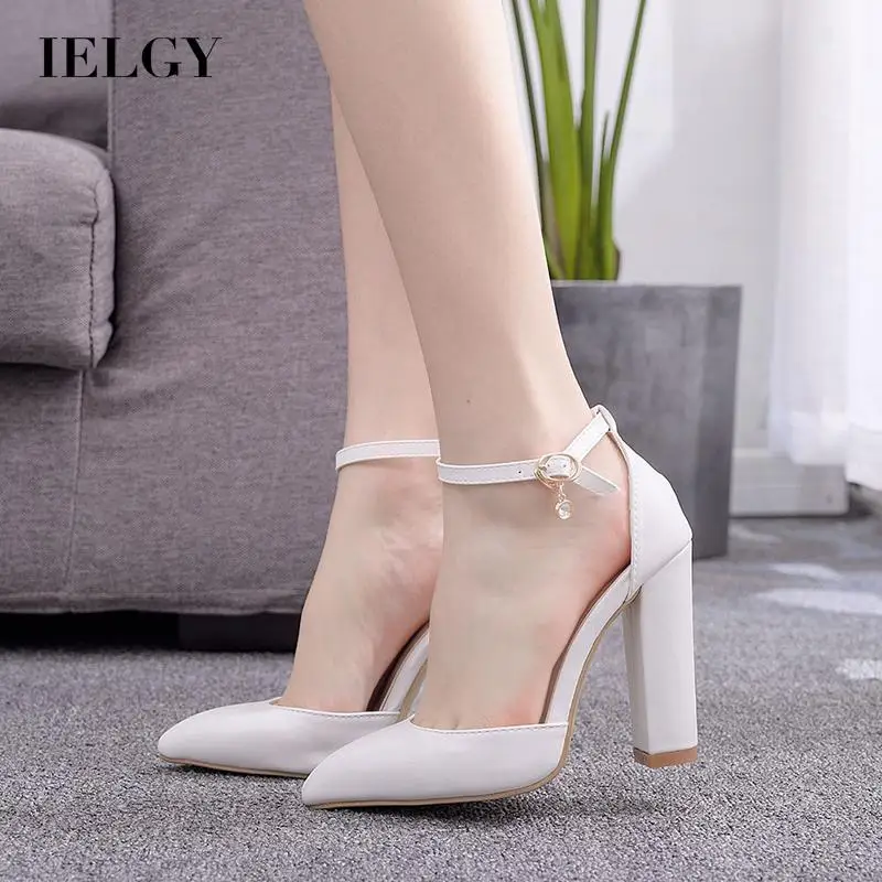 IELGY 10 cm thick heel pointed sandals square heel buckle with large size wedding party white shoes
IELGY 10 cm thick heel pointed sandals square heel buckle with large size wedding party white shoes