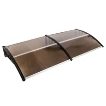 200*96cm Window Front Door Awning Home Eaves Sunshade Canopy Transparent PC Durable Rainproof Anti UV Sun Shelter Arbours Coffee