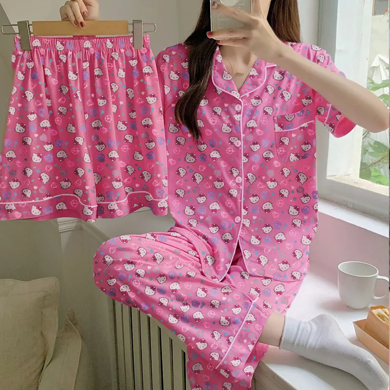 Kawaii Sanrio Hello Kitty Woman Pajamas 2023 Spring Fall Cardigan Long-sleeved Long Pants Cartoon Cute Loose Homewear Suit Gift
Kawaii Sanrio Hello Kitty Woman Pajamas 2023 Spring Fall Cardigan Long-sleeved Long Pants Cartoon Cute Loose Homewear Suit Gift
