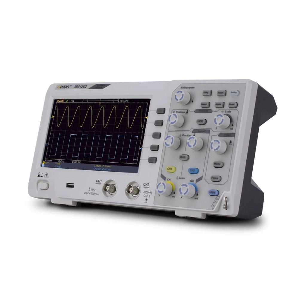 Owon SDS1202 2CH 200MHZ Bandwidth 1GS/s Osciloscopio Digital Oscilloscope 8 Bits 7in Screen High Accuracy Digital Oscilloscopes
Owon SDS1202 2CH 200MHZ Bandwidth 1GS/s Osciloscopio Digital Oscilloscope 8 Bits 7in Screen High Accuracy Digital Oscilloscopes
