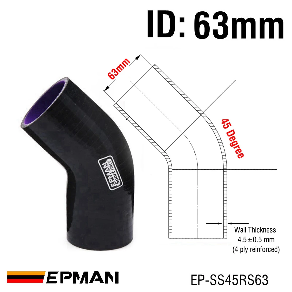 Черный силиконовый шланг, колено-редуктор 45 градусов, шланг для сиденья 38/41/45/48/51/54/57/60/63 мм EP-SS45RS 
Черный силиконовый шланг, колено-редуктор 45 градусов, шланг для сиденья 38/41/45/48/51/54/57/60/63 мм EP-SS45RS