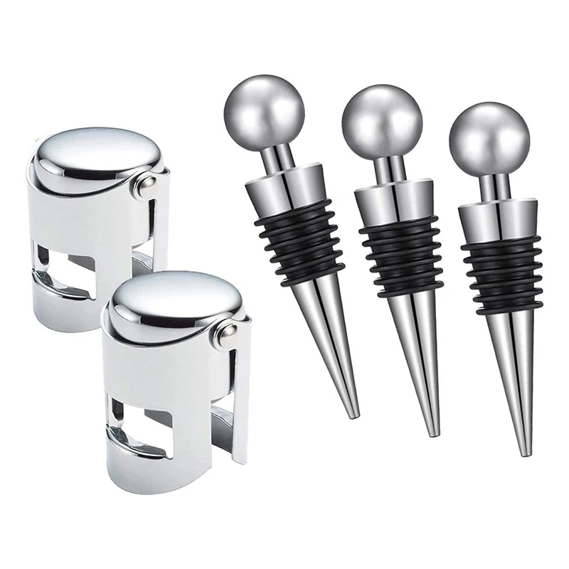 Wine Champagne Bottle Stopper, 5 Pieces Vacuum Sealer Saver Stainless Steel Plastic Wine Corks For Wine Collection
Wine Champagne Bottle Stopper, 5 Pieces Vacuum Sealer Saver Stainless Steel Plastic Wine Corks For Wine Collection