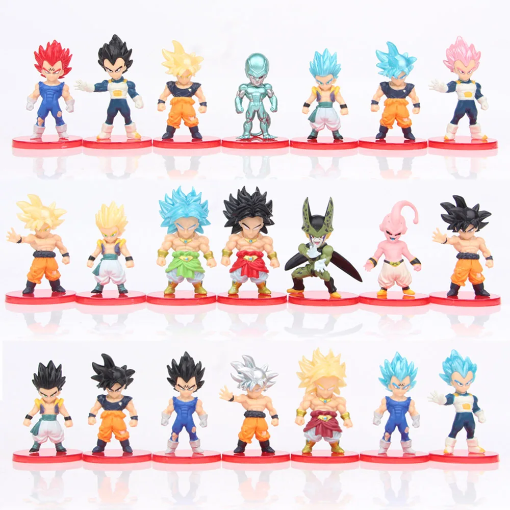 

Anime Dragon Ball Z 21pcs/set Son Gokou Vegeta Frieza Cell Figure Model Toys for Children 7-8cm