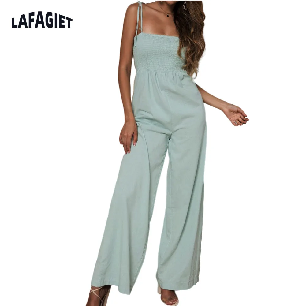 Women Solid One Piece Jumpsuit High Waist Sling Rompers Green Pink Spaghetti Strap Wide Leg Pants Female Summer Lady Jumpsuit
Women Solid One Piece Jumpsuit High Waist Sling Rompers Green Pink Spaghetti Strap Wide Leg Pants Female Summer Lady Jumpsuit