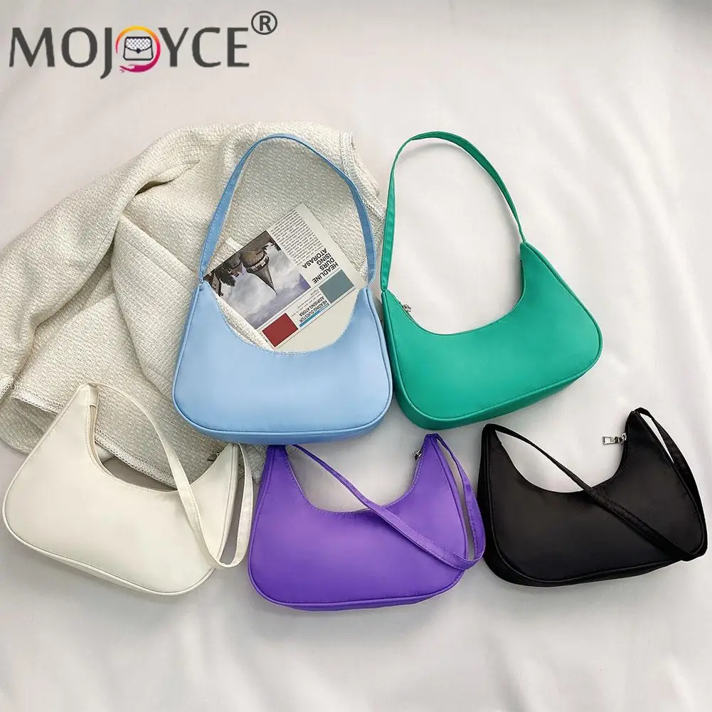 Summer Casual All-match Women Solid Color Shoulder Underarm Bag Fashion Nylon Zipper Crescent Shape Top-handle Bags
Summer Casual All-match Women Solid Color Shoulder Underarm Bag Fashion Nylon Zipper Crescent Shape Top-handle Bags