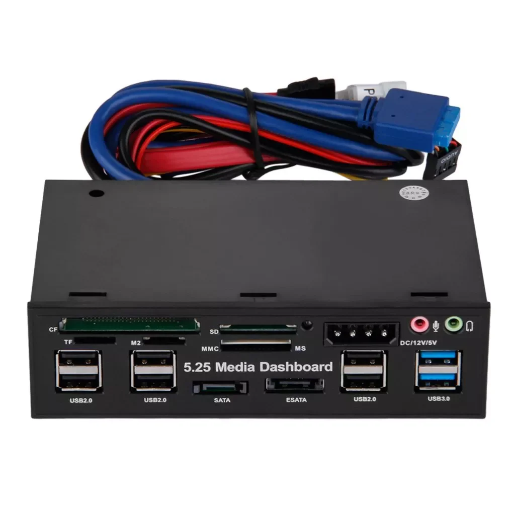 Hot Multifuntion 5.25" Media Dashboard Card Reader USB 2.0 USB 3.0 20 pin e-SATA SATA Front Panel
Hot Multifuntion 5.25" Media Dashboard Card Reader USB 2.0 USB 3.0 20 pin e-SATA SATA Front Panel