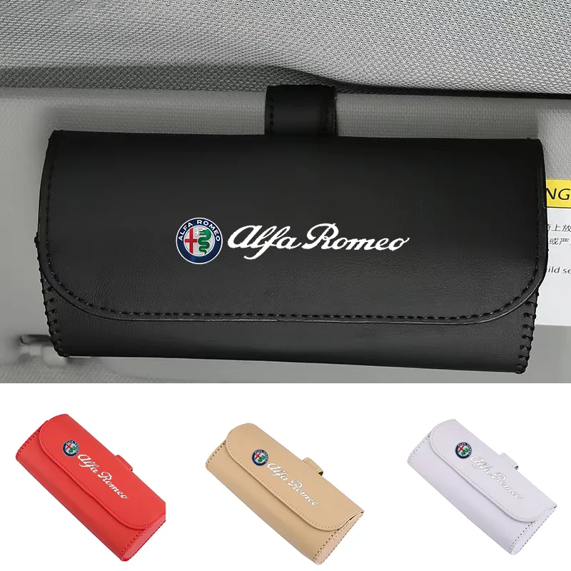 

Car Sun Visor Glasses Case Organizer Storage Box Auto Accessories For Alfa Romeo Giulietta MITO 4C 147 156 159 GT Giulia Stelvio