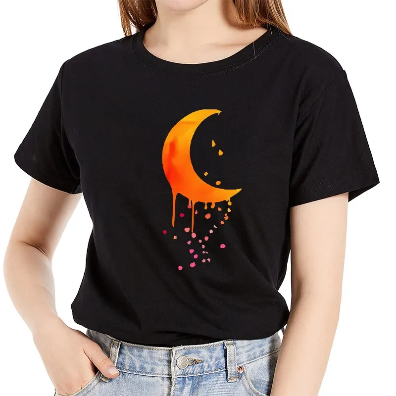 Summer T Shirts Women Cotton Moon Rain Print Ladies Regular Round Neck Short Sleeve Simple Tshirts Fashion Casual Tees Tops
Summer T Shirts Women Cotton Moon Rain Print Ladies Regular Round Neck Short Sleeve Simple Tshirts Fashion Casual Tees Tops