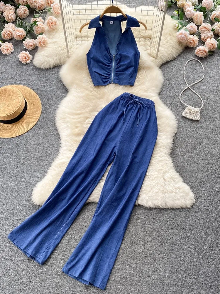 Women Y2K Pants Set Summer 2022 Zipper Backless Hollow Out Top & Long Pants Ladies Pants Two Piece Sets
Women Y2K Pants Set Summer 2022 Zipper Backless Hollow Out Top & Long Pants Ladies Pants Two Piece Sets
